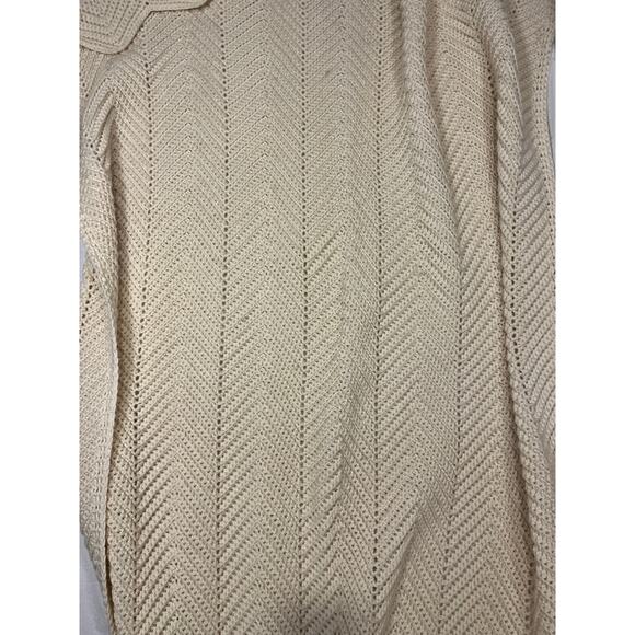 Vintage Hand-Crocheted Cream Throw Blanket 69x42 - Picture 3 of 5